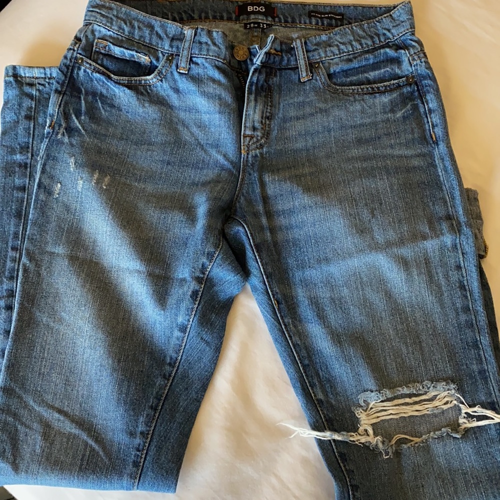 BDG Mid Rose Slim Straight Distressed Jeans